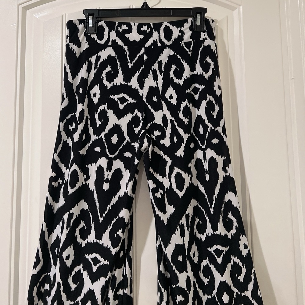 Veronica M fitted stretch Wide-Leg Flare Boho Pants Palazzo Cut Flowy Pocket S - Picture 6 of 8